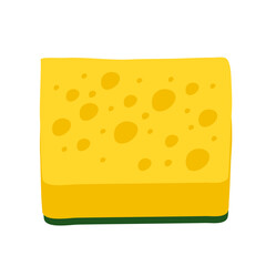 Yellow cleaning sponge with soap bubbles for washing and bathing