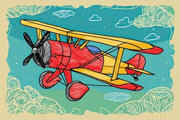 Whimsical Doodle Art of a Paper Biplane for Exciting Air Travel Experiences