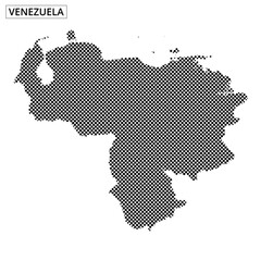 Map outline of Venezuela showing unique dotted design and geographical features