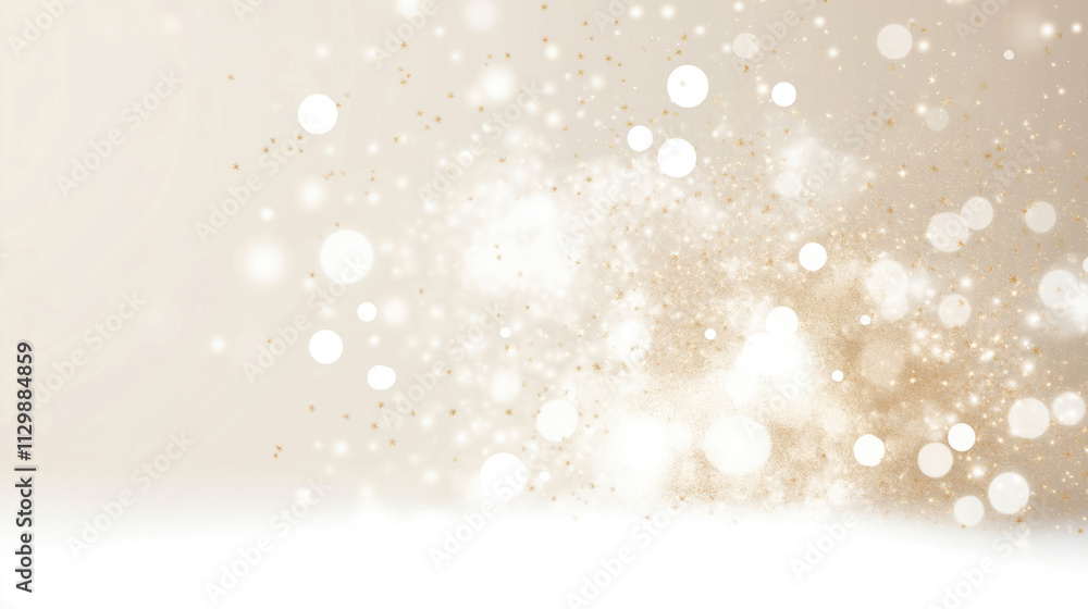 Poster abstract background with bokeh lights, glowing particles. gold glitter, shining dust create festive 