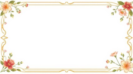 Obraz premium Floral retro summer frame with blank paper texture center, border, frame, background