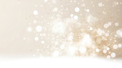 Abstract background with bokeh lights, glowing particles. Gold glitter, shining dust create festive texture. Soft light effect creates magical atmosphere. Suitable for design elements, festive