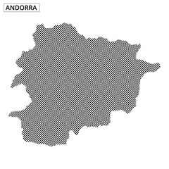 Fototapeta premium Map outline of Andorra displayed in a pixelated style representing its borders