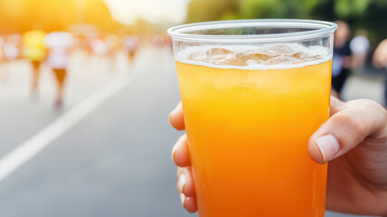 Refreshing sports drink enjoyed during marathon event