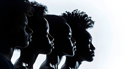 shadow illustrations of faces of black women celebrating the month
