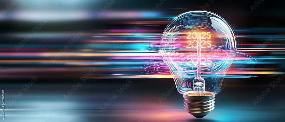 Poster dynamic light bulb concept future innovation graphic visual abstract environment close-up view techn