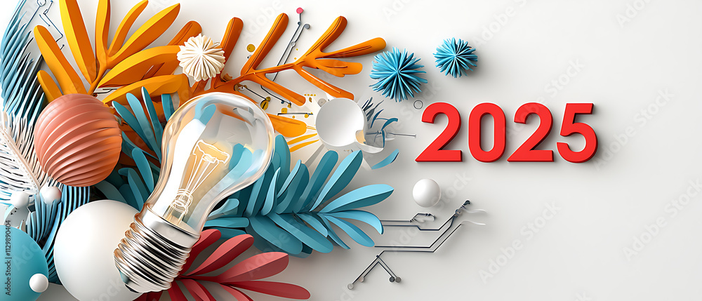 Poster creative vision for 2025 innovative design elements with colorful textures and concepts in a modern 