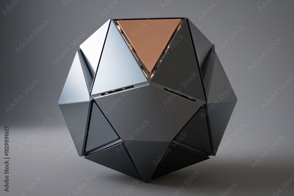 Poster cutting-edge 3d polyhedral design featuring distinctive angular elements