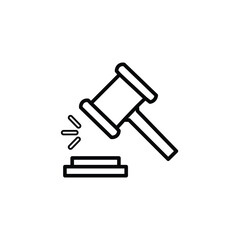 Uncolored outline icon of a judge’s gavel. Educational coloring page for kids, symbolizing law, court, and significant decisions. Ideal for stress-relief activities