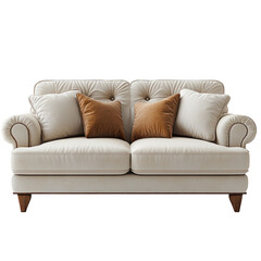 Elegant Cream Sofa with Cushions in Living Room Setting