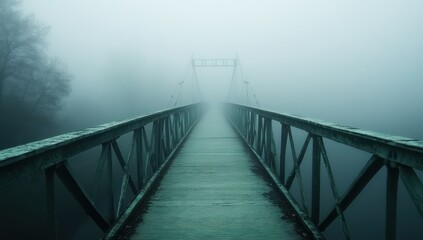 Obraz premium Bridge Disappearing in a Misty Fog