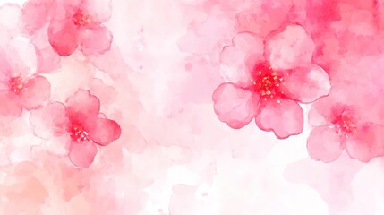 Fototapeta premium Realistic Watercolor Cherry Blossom featuring delicate pink Sakura flowers, elegantly illustrated in a vector style, capturing the beauty of blooming Sakura branches.