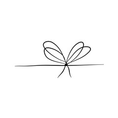 Line bows on ribbon for gift decoration