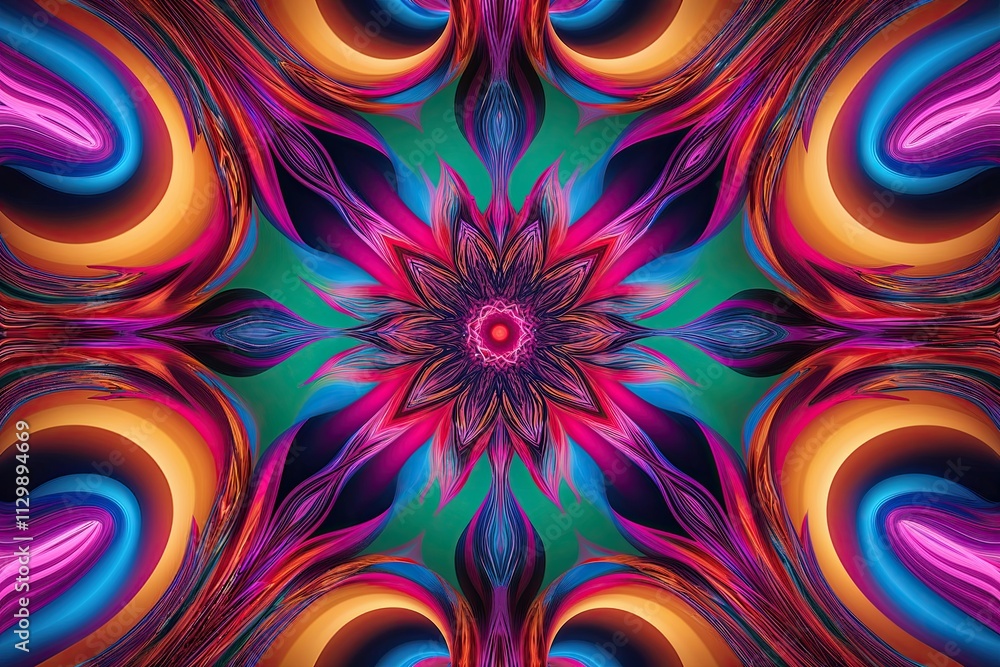 Poster vivid symmetrical pattern: a dynamic and unconventional 3d artistic background