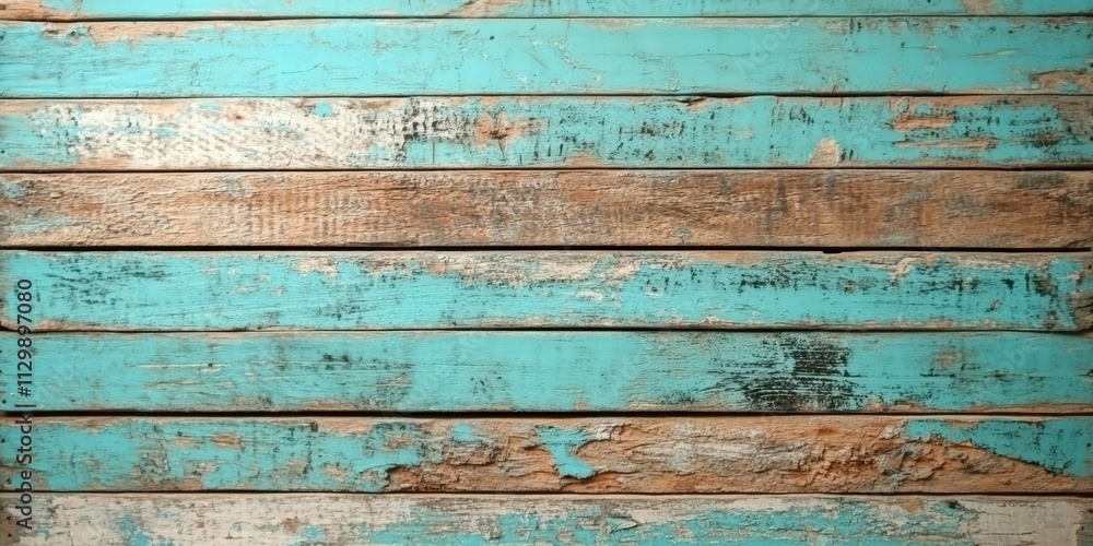 Poster detailed close-up of weathered turquoise wood plank textures capturing unique patterns and rustic ch