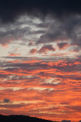 burning sky at sunset. Red sky abstract background.