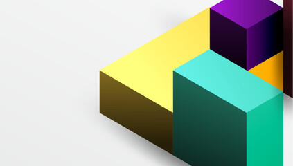 Sleek abstract design featuring isometric 3D blocks in a clean, modern composition. Perfect for tech-inspired themes, with vibrant colors and geometric precision