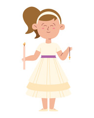 girl with first communion candle