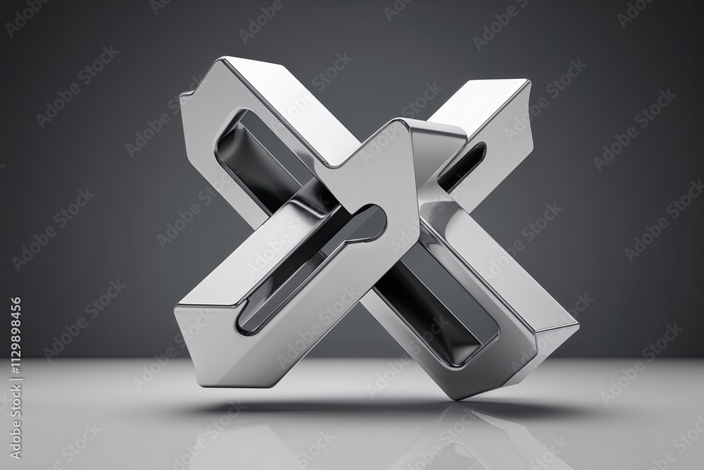 Poster 3d visualization of intertwined angular shapes with a sleek background