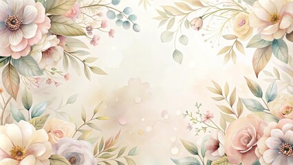 Elegant Pastel Floral Frame with Delicate Watercolor Blooms and Greenery