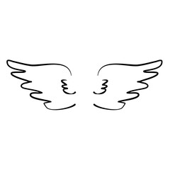 Doodle outline sketch angel wings