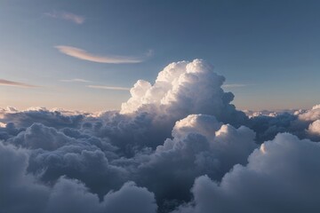 Fototapeta premium Stunning 3D Rendering of Luxurious White Cumulus Clouds for Atmospheric Visuals
