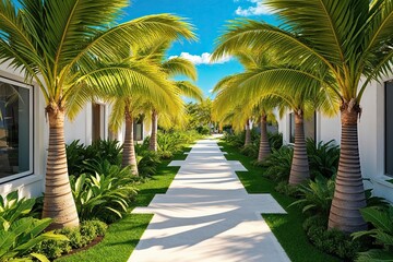 Fototapeta premium Tropical Palm Frond Graphics for Enchanting Dreamland Pathways