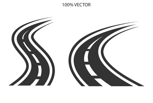 Curving tarred road or highway  logo vector