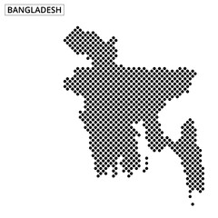 Map of Bangladesh showcasing distinct dotted design in black and white