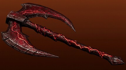 Massive Glowing Magma War Axe Blade with Epic Fantasy Design