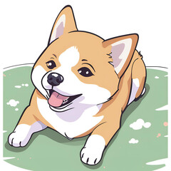 Shiba Inu Puppy Exploring a Flower Garden isolated with transparent background