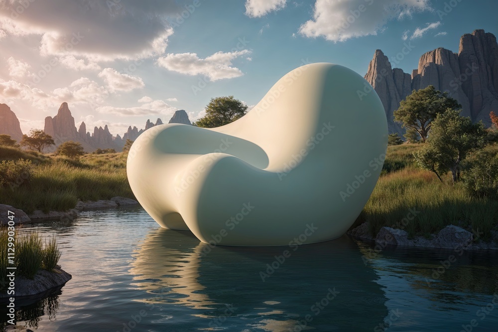 Aufkleber 3d visualization of soft flowing organic shapes in natural dynamic environments