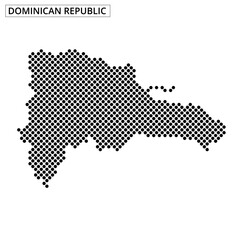 Map outline of Dominican Republic with a dotted pattern and a simple design