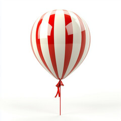Obraz premium Bright red and white striped balloon with ribbon, perfect for celebrations