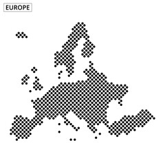 Detailed European map illustration using dotted pattern for educational purposes