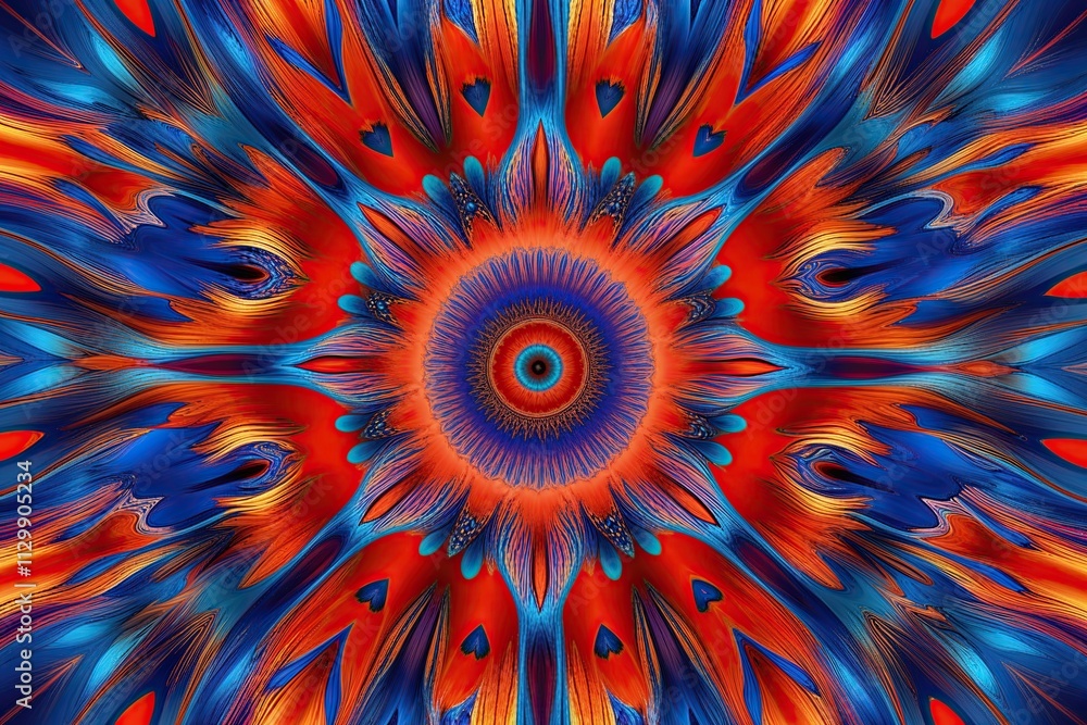 Poster dynamic 3d artistic background with vivid symmetrical patterns for unique design