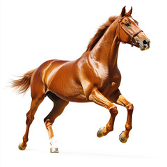 Obraz premium running brown horse with shiny coat, showcasing its strength and grace