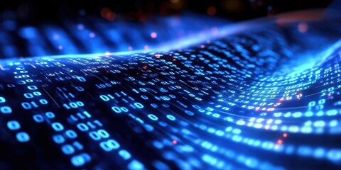Vibrant Digital Data Flow with Binary Code on Abstract Background for Technology and Innovation Concepts