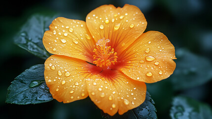 Close-up of yellow flower petals glistening with water droplets, symbolizing freshness, vitality, and renewal. The bright yellow hue evokes feelings of joy, optimism, and warmth