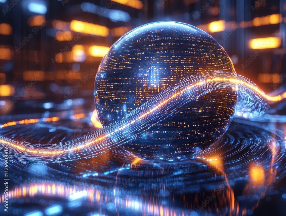 Poster innovative blockchain technology showcase digital realm 3d visualization high-tech environment close