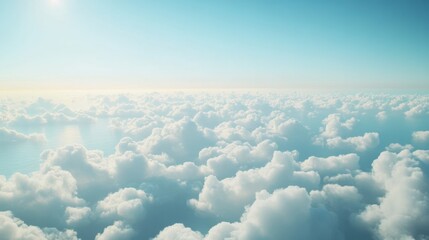 Above the Clouds A Stunning Aerial View of a Sea of Cumulus Clouds Under a Bright Sky