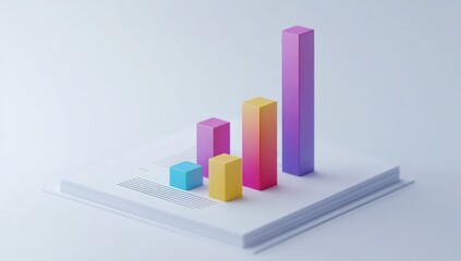 Colorful Bar Graph on a Stack of Papers