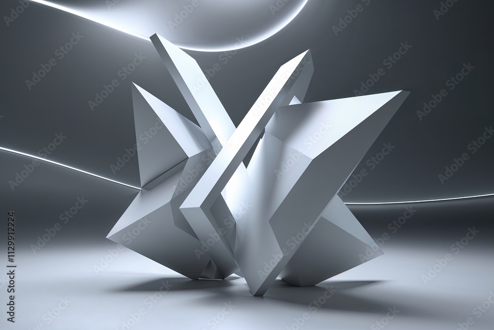Poster stunning 3d visualization of interwoven angular shapes with elegant background