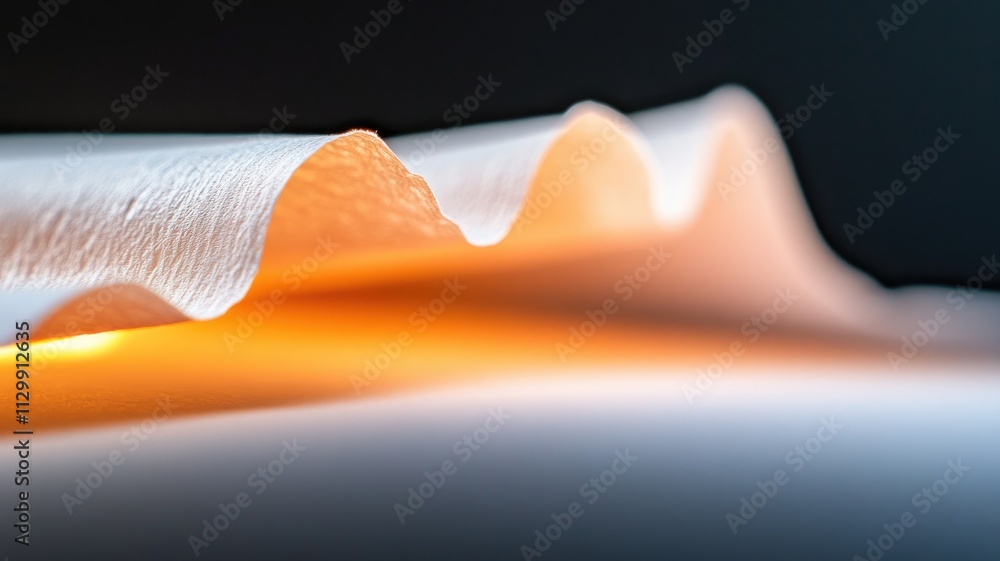 Aufkleber close-up of translucent paper with light underneath, emphasizing texture and color gradients