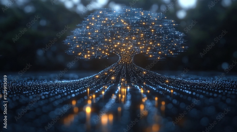 Poster innovative blockchain ecosystems transforming secure digital landscapes in nature-inspired visual ar