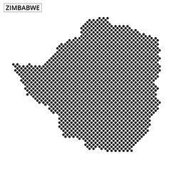 Detailed dot pattern representation of Zimbabwe illustrating geographical features