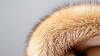 Obraz premium Close-up of soft, brown and white fur with dark tips on light background