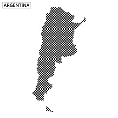 Detailed black and white dotted map of Argentina with bold labeling