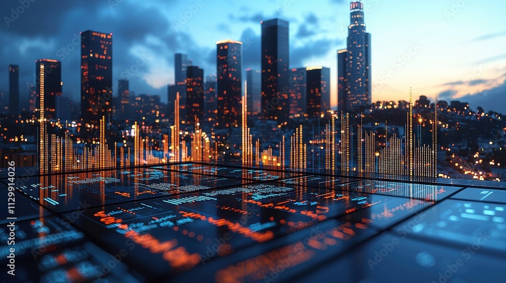 Poster exploring secure blockchain ecosystems in urban technology landscapes market trends and projections