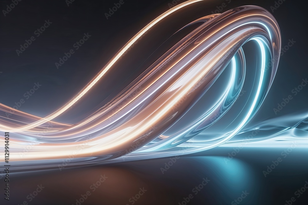 Poster fluid luminous streamlined 3d dynamic shape with friendly abstract background